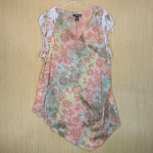 Venezia Floral Asymmetrical Sheer Tunic Top Womens 26/28 Boho Fairy Grunge 6
Y2K